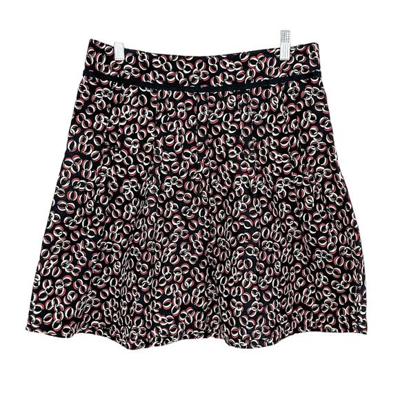 Ann Taylor Loft Black, Pink and White Chain Print Pleated Skirt, EUC, Size 4 - Picture 2 of 11